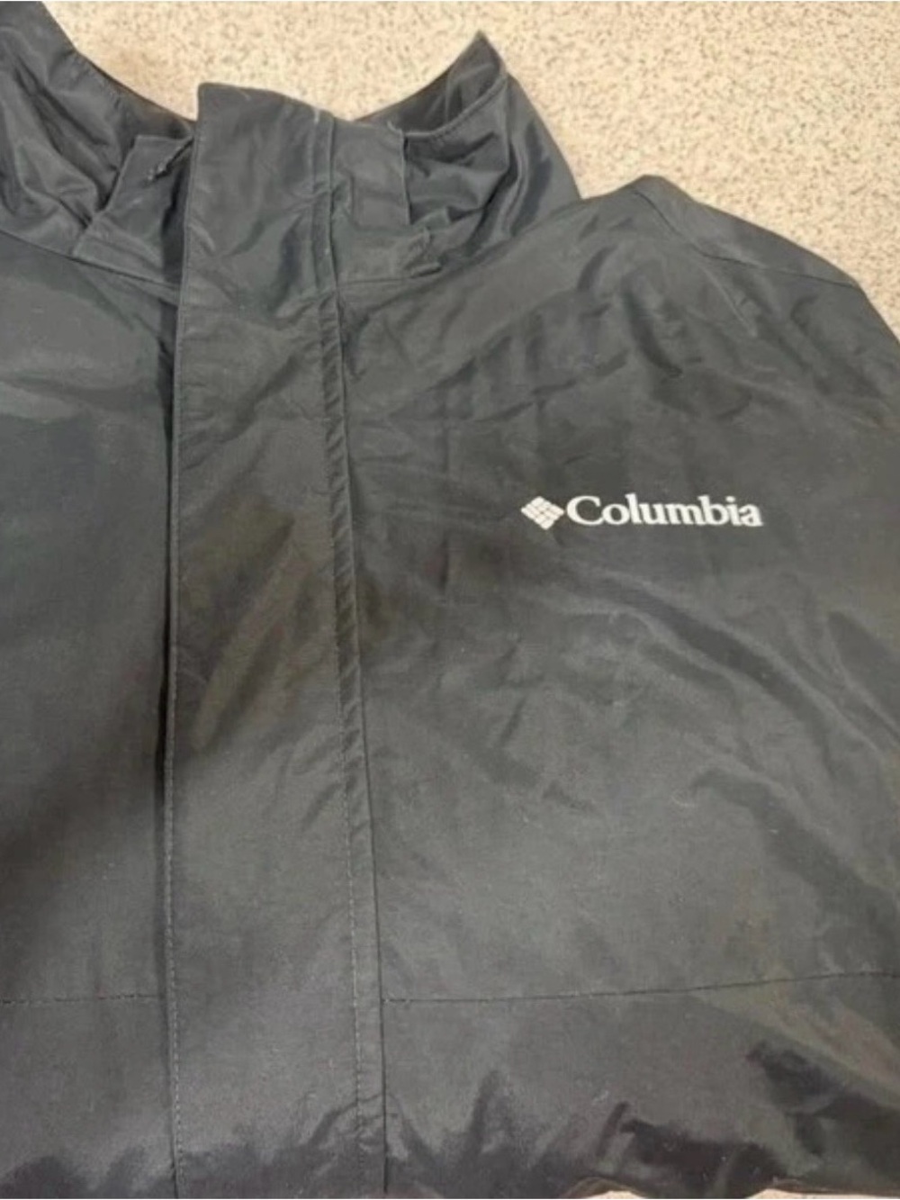 Columbia Men's Black Raincoat with Logo
